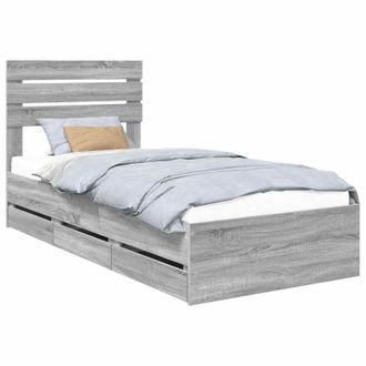 vidaXL Struttura Del Letto Con Cassetto Grigio Sonoma 100 X 200 Cm Vidaxl