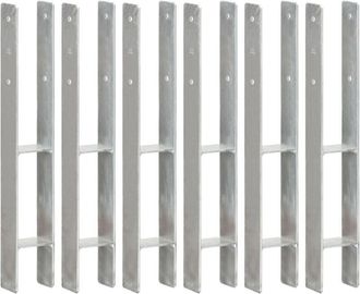 vidaXL Vidaxl - Anclajes De Valla 6 Uds Acero Galvanizado Plateado 8x6x60 Cm