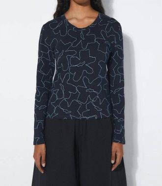 Rita Row Elif Knit T-Shirt In Flowers Navy/white