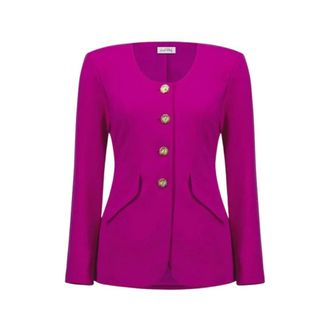 Joseph Ribkoff Jassen, Dames, Roze, L, Leer, Cosmos Button Front Fitted Jacket
