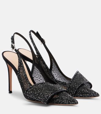 Gianvito Rossi Crystal embellished slingback pumps