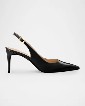 Stuart Weitzman 75mm Stuart Power Patent Leather Slingback Pumps