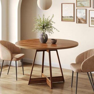 Tribesigns Tribesigns Tavolo da Pranzo Rotondo 100 cm per 2-4 Persone, Tavolo da Cucina Tondo Stile Country per Sala da Pranzo, Tavolo da Pranzo in Legno con
