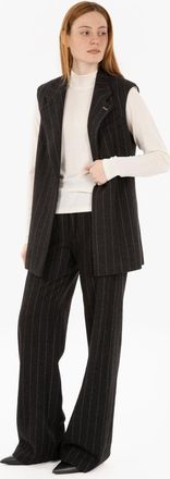 Alysi Gilet striped wool carbone