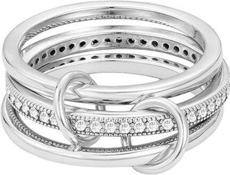 Adornia Adornia Silver Plated Cz Connected 3-Piece Stack Ring