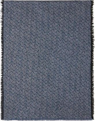 Borbonese Maxi Sjaal Logo Diagonale - Dames - Wintersjaals - Blauw - ONE Size - Wol - Accessoires