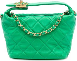 Chanel Green Small Quilted Lambskin Perfect Meeting Hobo