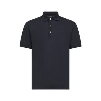 Ermenegildo Zegna Polo Shirts, male, Blue, Size: 2XL Cotton and Silk Polo