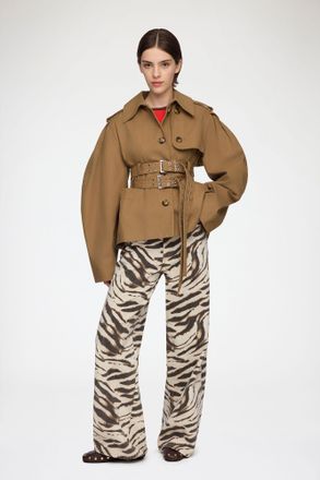 Ganni Gold Jacket in Beige Canvas - Size 32 Organic Cotton