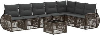 vidaXL Conjunto De Sof&aacute;s De Jard&iacute;n 8 Uds. Gris Y Gris Oscuro Vidaxl