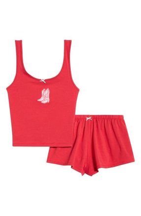Florence By Mills Tank Top & Shorts Pajama Set in Lucky Red at Nordstrom, Size Xx-Small