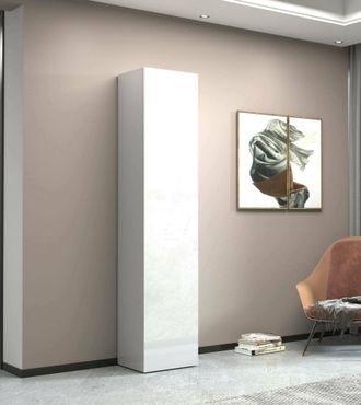 Dmora Dmora - Armario Multiusos 1 Puerta Zenone, Armario Multiusos Con 1 Puerta, Armario Multifuncional, 45x35h190 Cm, Blanco, Con Embalaje Reforzado