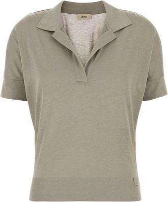 Herno Polo shirt van katoenmix - Dames - Polos - Grijs - L - Katoen - Tops