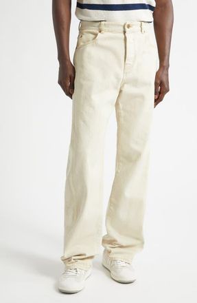 Balmain Relaxed Fit Jeans in Beige at Nordstrom, Size 32