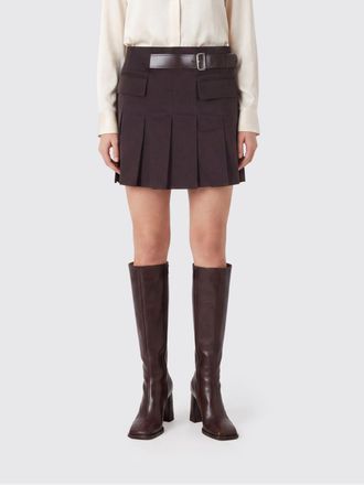 Semicouture Doris Belted Stretch-Cotton Pleated Mini Skirt