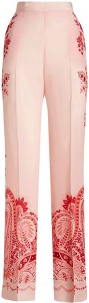 Etro paisley-print silk trousers - women - Silk - 42 - Orange
