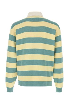 Gucci Mens Embroidered Silk Blend Polo Shirt Aviocreammix Cotton Maglieria Sweater