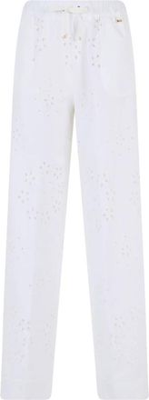 Herno Straight Lace Sangallo Broek - Dames - Wijde Broeken - Wit - L - Katoen - Broeken