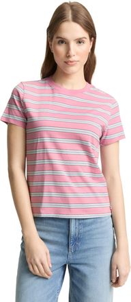 Tom Tailor Denim T-Shirt TOM TAILOR DENIM, Damen, Gr. XXL, pink blau multicolor stripe, Jersey, Obermaterial: 100% Baumwolle, gestreift, regular fit normal, Rundhals, 