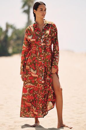 Chan Luu Long-Sleeve Floral Maxi Kaftan