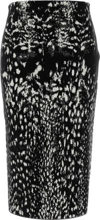 Tom Ford Falda L&aacute;piz de Terciopelo Jacquard Lynx con Abertura Delantera - Skirts - Mujer - Negro - S
