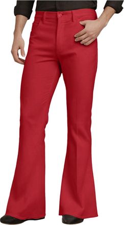 Generic Mens Flared Pants Trousers Mens Stretch Casual Classic Retro Slim Flare Trousers Vintage Bell Bottom Men 60s 70s Flared Pants with Pockets for Theme P