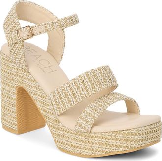 Matisse Footwear Alessia Ankle Strap Platform Sandal in Beige Raffia at Nordstrom, Size 10