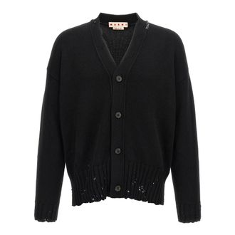 Marni Cardigans, male, Black, Size: L Cardigan with Symbol Embroidery