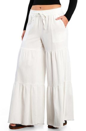 BILLY T Fancy Cotton Blend Tiered Pants in Bright White at Nordstrom, Size X-Small