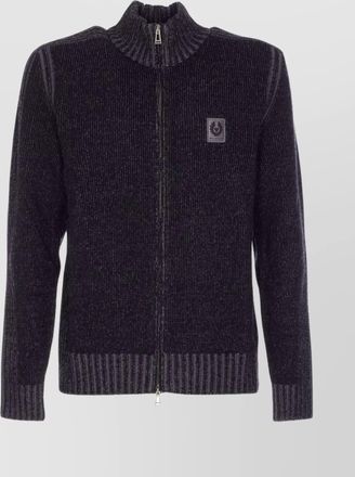 Belstaff high collar long sleeve zip knit sweater