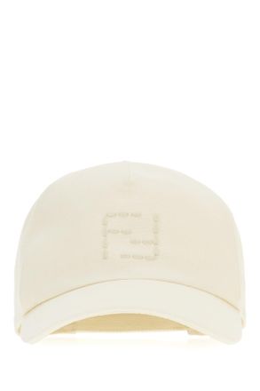 Fendi Ivory Linen Blend Baseball Cap