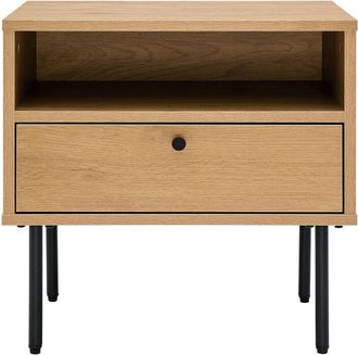 Miliboo Comodino con scomparto finitura legno chiaro rovere e base metallo nero L50 cm pernelle