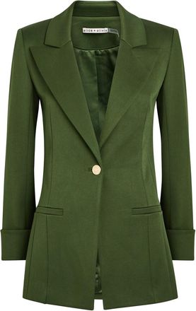 Alice & Olivia Burns Woven Blazer - Dark Green - 12 (UK16 / XL)