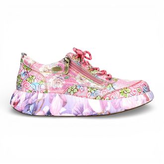 Laura Vita Womens Nikito 62 Rose Pink Floral Leather Trainers Platform Sneaker Shoes
