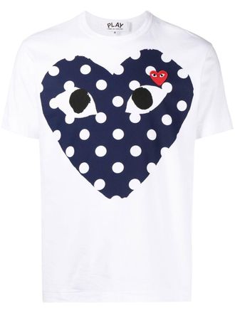 Comme Des Gar&ccedil;ons T-shirt con stampa cuore - Bianco