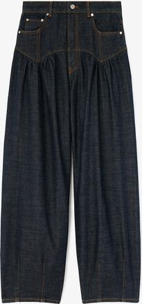 Ganni Navy Corset Jeans in Textured Slub Denim - Size 24W/33L Recycled Cotton