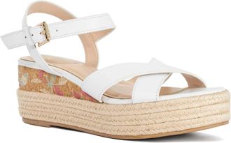 Dune London Womens Ladies Kalmias - Raffia Flatform Wedge - White Leather - Size UK 5