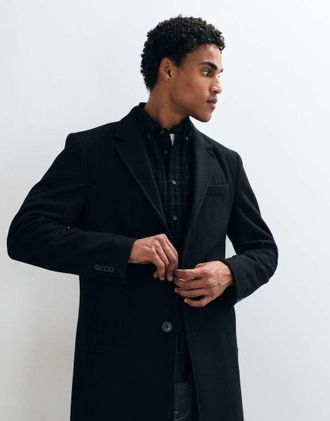 Mango cappotto sartoriale classico in misto lana nero