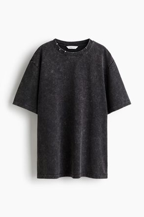 H&M T-Shirt mit Print - Schwarz/Washed Out