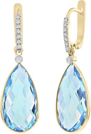 I.Reiss Company 14K 0.14 Ct. Tw. Diamond & Blue Topaz Earrings