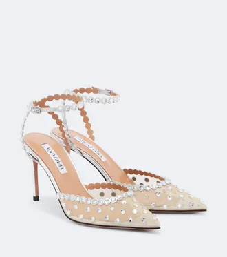 Aquazzura Tequila embellished mesh pumps