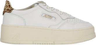 Autry White Animalier Platform Leather Sneakers