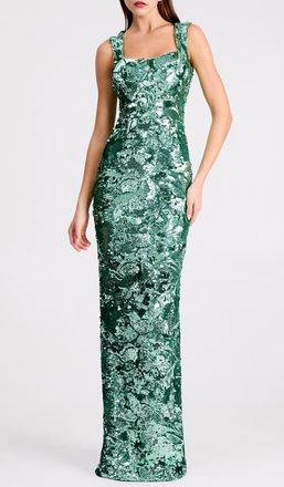 Helsi Iris Floral Sequin Gown in Teal at Nordstrom, Size X-Small