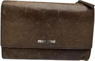 Miu Miu Pre-owned Lederen Portemonnee - Dames - Vintage Accessoires - Bruin - ONE Size - Leer - Vintage