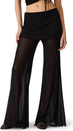 Steve Madden Veada Sheer Flare Pants in Black at Nordstrom, Size X-Small
