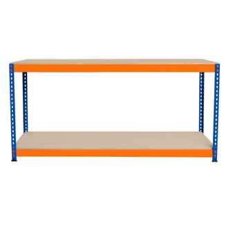 MonsterShop Monster Racking - Banco De Trabajo P/garaje S-rax 2 Niveles 180cm X 45cm X 90cm Capacidad Por Nivel 300kg Montaje Sin Tornillos 3 Barras De Soporte Re