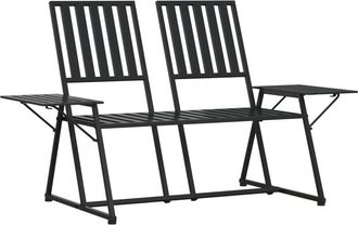 vidaXL Banco de jardín de dos plazas 165 cm acero negro Vidaxl