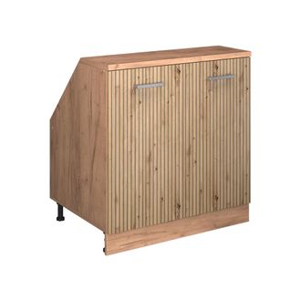 Vicco Armario De Cocina Para Techo Inclinado R-line, Roble Artesanal, 80 Cm Con 2 Puertas, 60 Cm De Profundidad, Vicco