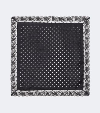 Poss&eacute; Polka-dot lace-trimmed silk scarf