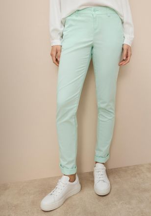 AJC Chinohose AJC, Damen, Gr. 32, N-Gr, mint, Web, Obermaterial: 97% Baumwolle, 3% Elasthan, bequem lang, Hosen Chinohose, in l&auml;ssiger Form mit Pattentasc